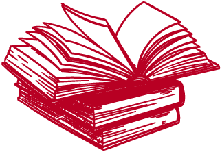 Red stack of books icon